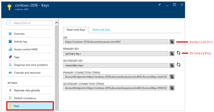 Azure Portal - DocDB connection