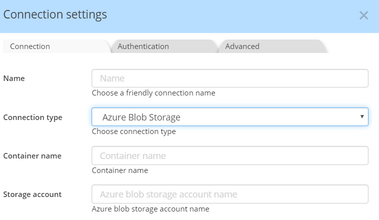 Cloud Storage - Azure connection avro schema