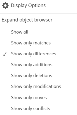 Compare and merge display options