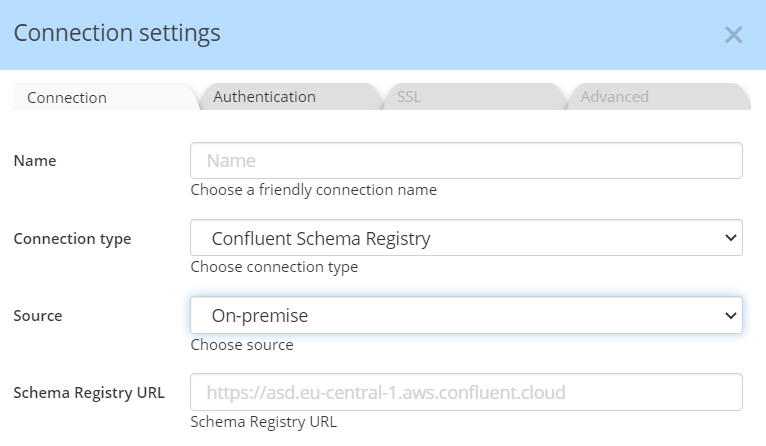 Confluent Schema Registry - on-prem connection avro schema