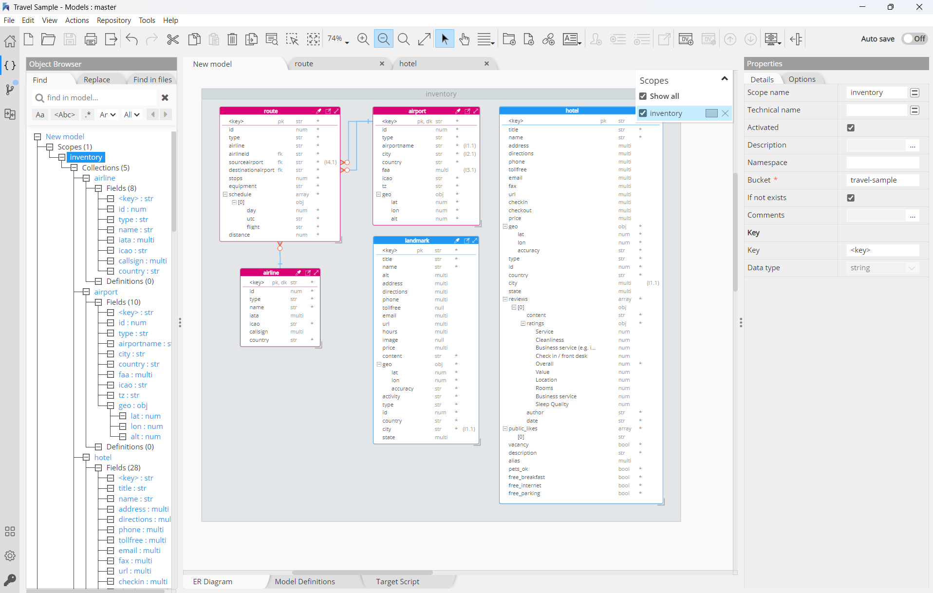 Couchbase v7 workspace - scopes & collections