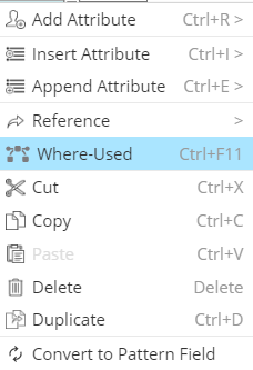 Definition Where-Used contextual menu