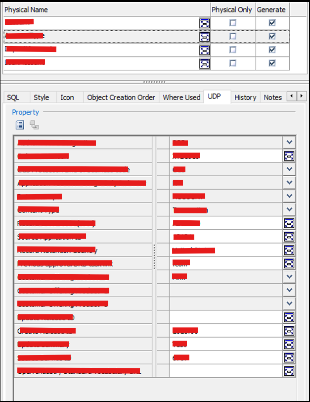 Erwin User-Defined Properties