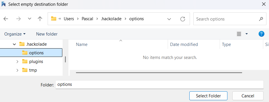 Git-enable custom props - select dest folder