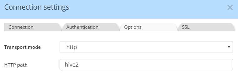 Hive connection options http