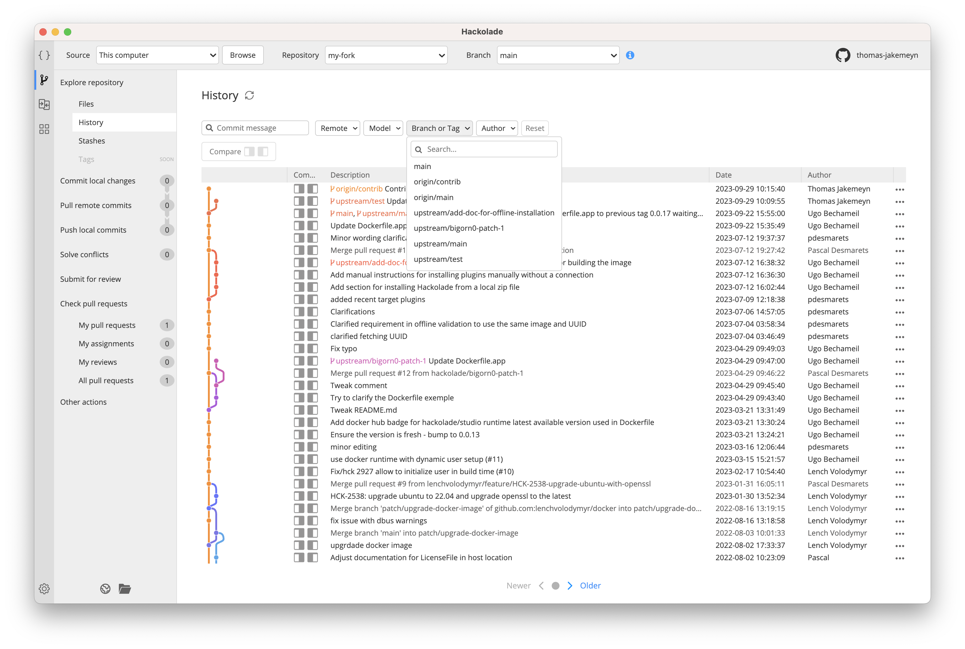 Innersource Fork and Pull - compare a fork with its upstream repo