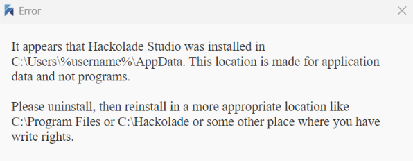 Installation error - AppData folder