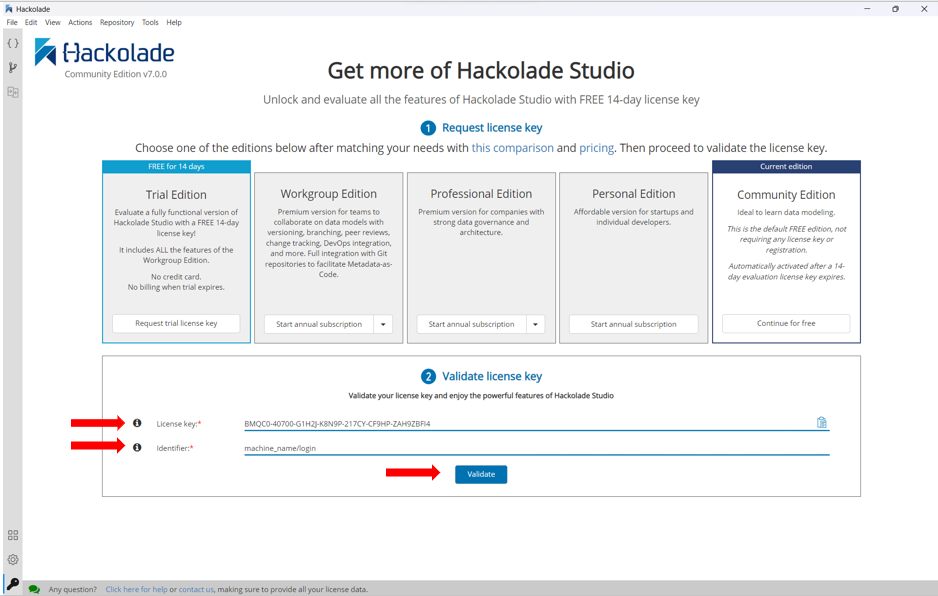 License Status - validate license key