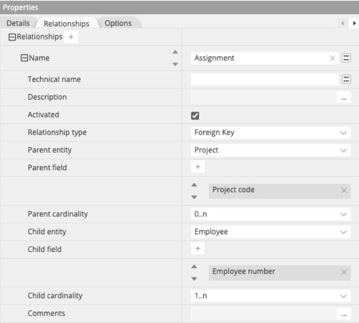Many-to-Many non-key relationship props