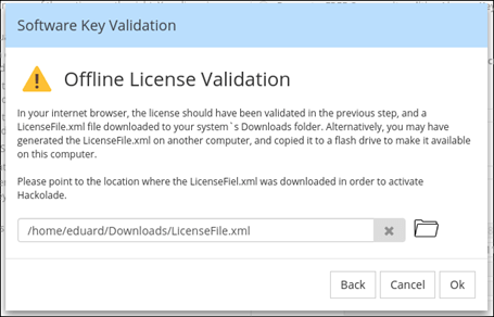 Offline license activation - choose file