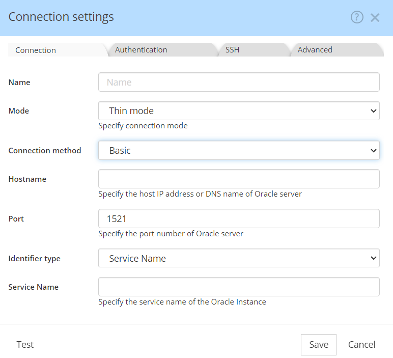 Oracle Thin mode client