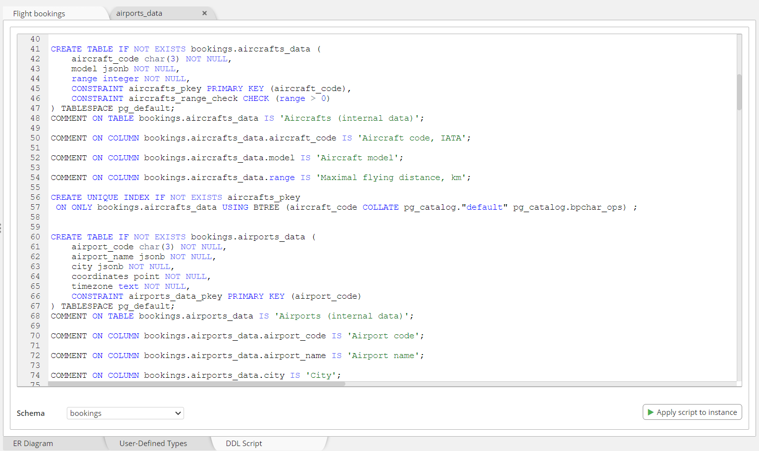 PostgreSQL DDL forward-engineering