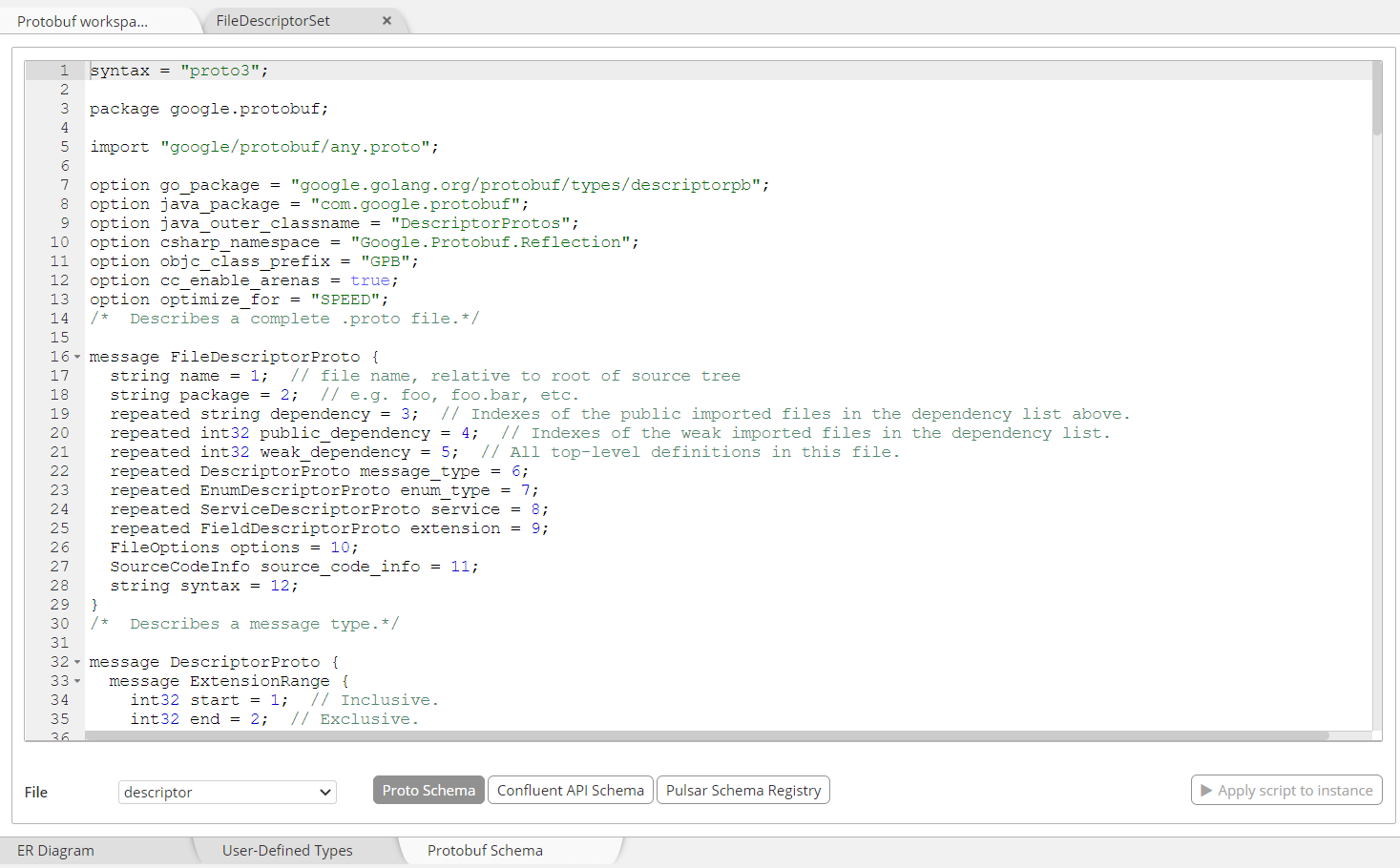 Protobuf schema forward-engineering