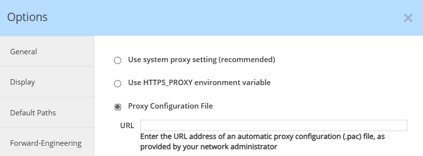 Proxy settings - proxy auto config file
