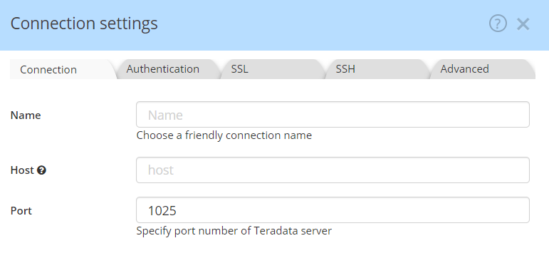 Teradata connection settings