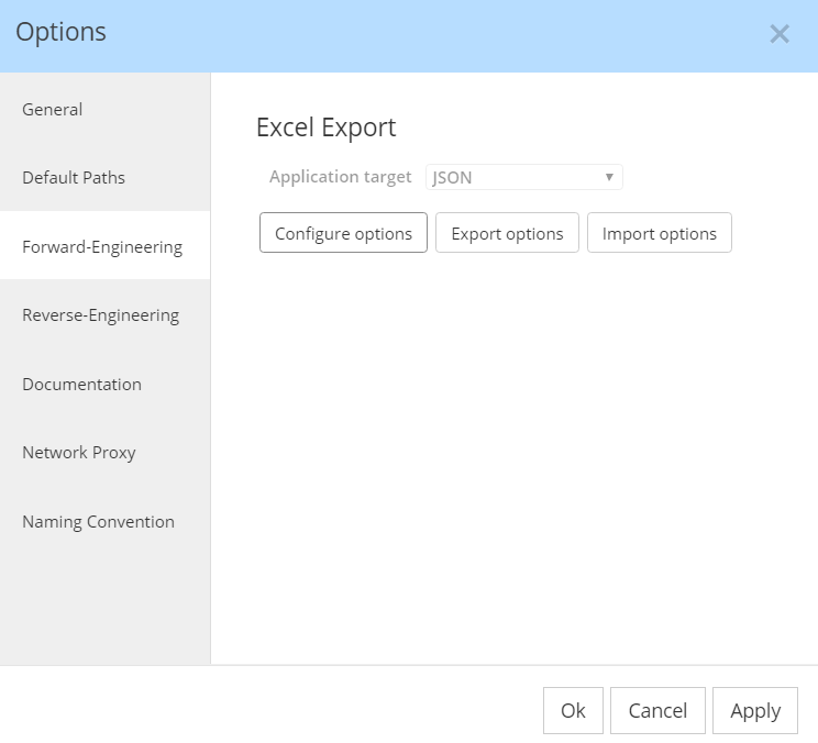 Tools Options - FE Excel Export