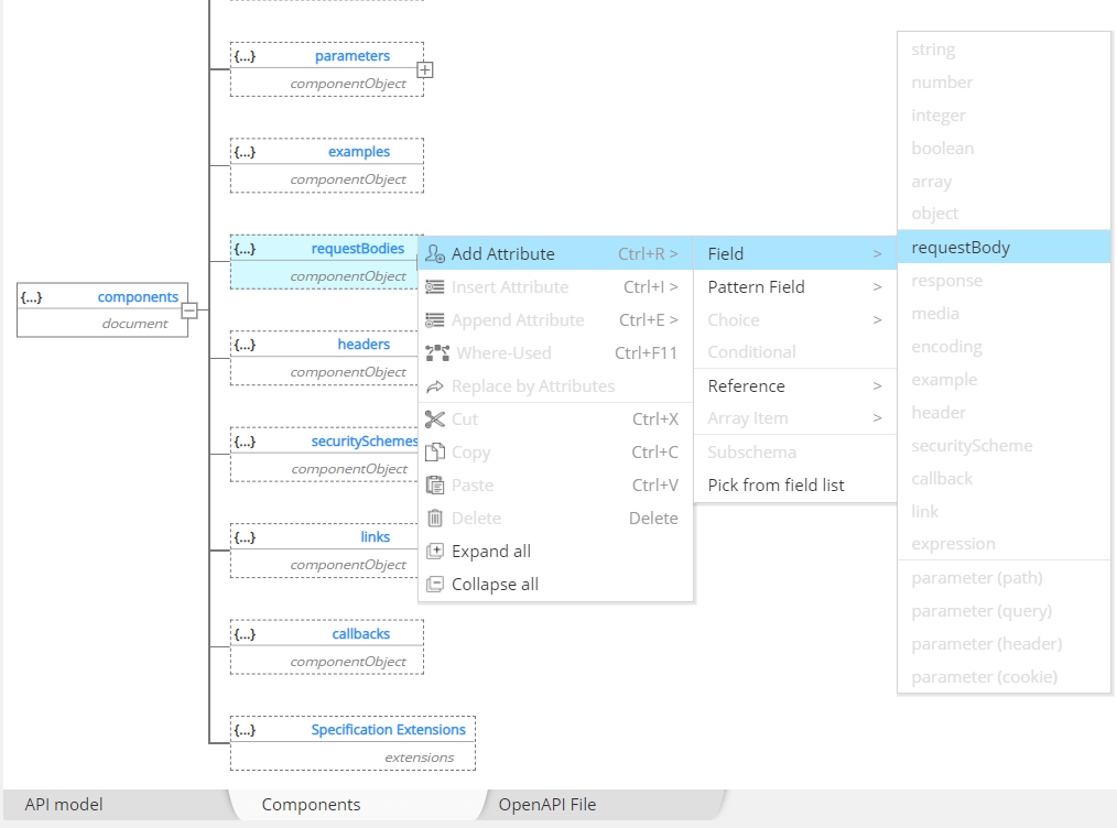 Tutorial OpenAPI requestBodies context menu