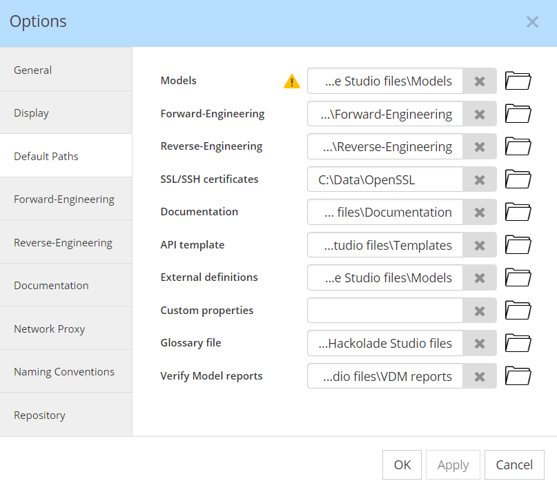 Verify Data Model - Default paths