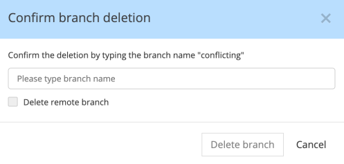 Workgroup confirm branch deletion